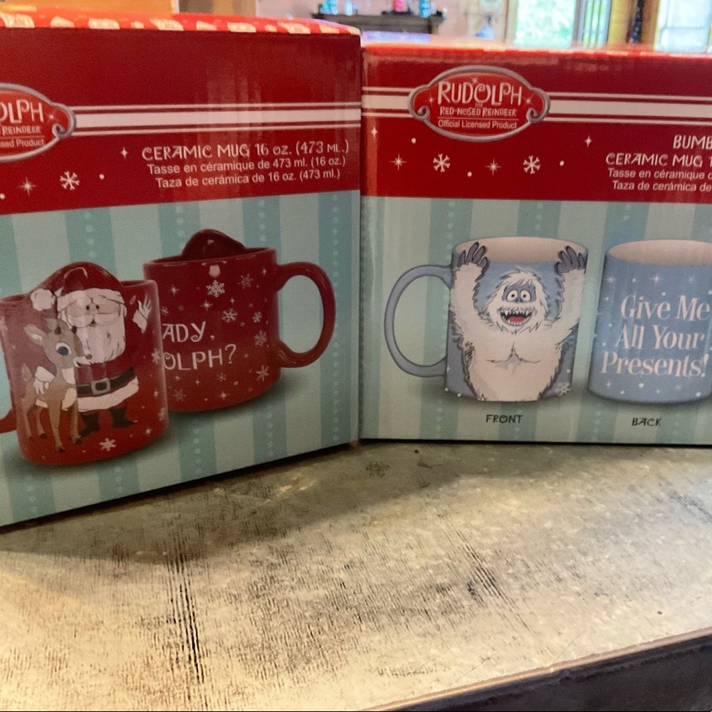 Rudolph and Santa with Bumble Mugs - Picture 2 of 6